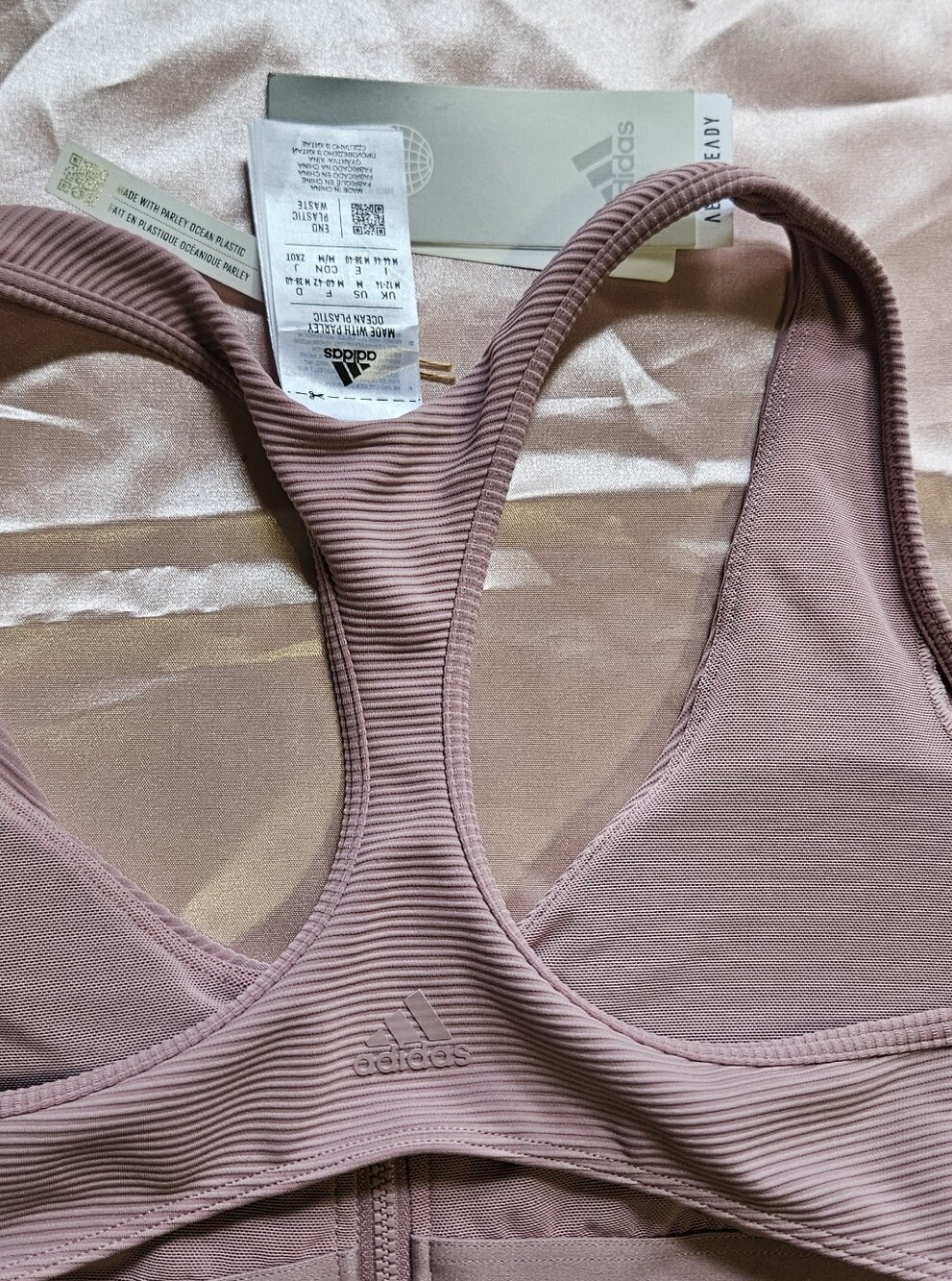 Adidas Mauve Ribbed Zip-Front Unitard - Picture 10 of 10